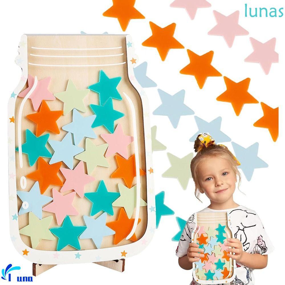 LUNASOL Positive Behavior Rewards Jar, ไม้การ์ตูนเด็ก Star Reward Jars, แผนภูมิ Chore Individuation 