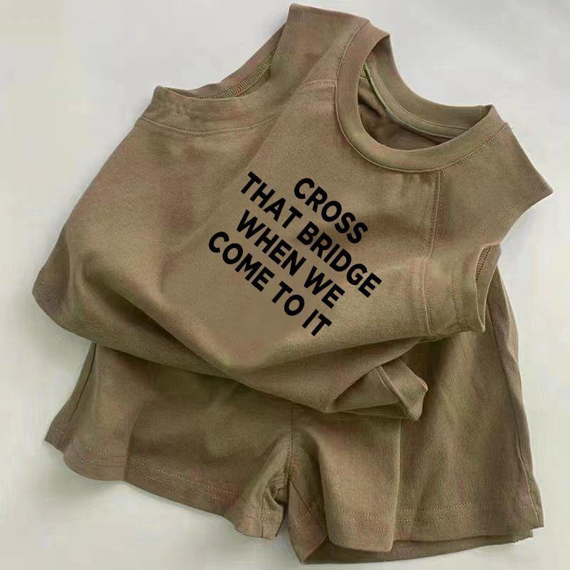 [COD]（ชุดเสื้อกั๊กและกางเกงสั้นเด็ก）ชุดเด็กไม่มีแขนฤดูร้อนปีใหม่แฟชันสปอร์ตโมเดิร์นสำหรับเด็กชายเด็กหญิงวัสดุทนทานสบายสั