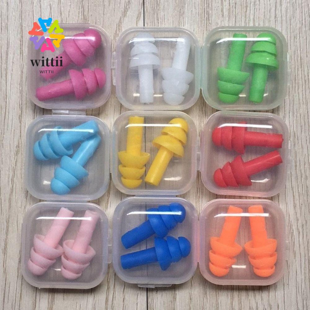 WITTII ปลั๊กหูพร้อมกล่อง, กันน้ํา 10 สีที่อุดหูว่ายน้ํา, แบบพกพาป้องกันน้ํา TPE ว่ายน้ําอุปกรณ์ดําน้ําว่ายน้ํา
