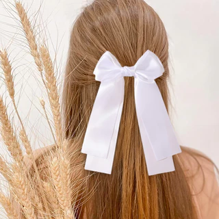 3 ชิ้นหวานสีขาว Bows กิ๊บติดผมสําหรับสาว Fresh Barrette Boutique ผ้าเต็มรูปแบบเด็ก Headwear อุปกรณ์เสริมผม