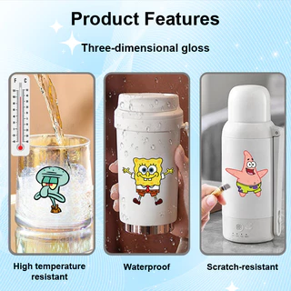 SpongeBob UV DTF สติ๊กเกอร์กันน้ํา Transfer Decal พร้อมพื้นผิวเหมือนคริสตัลเคลือบเงา