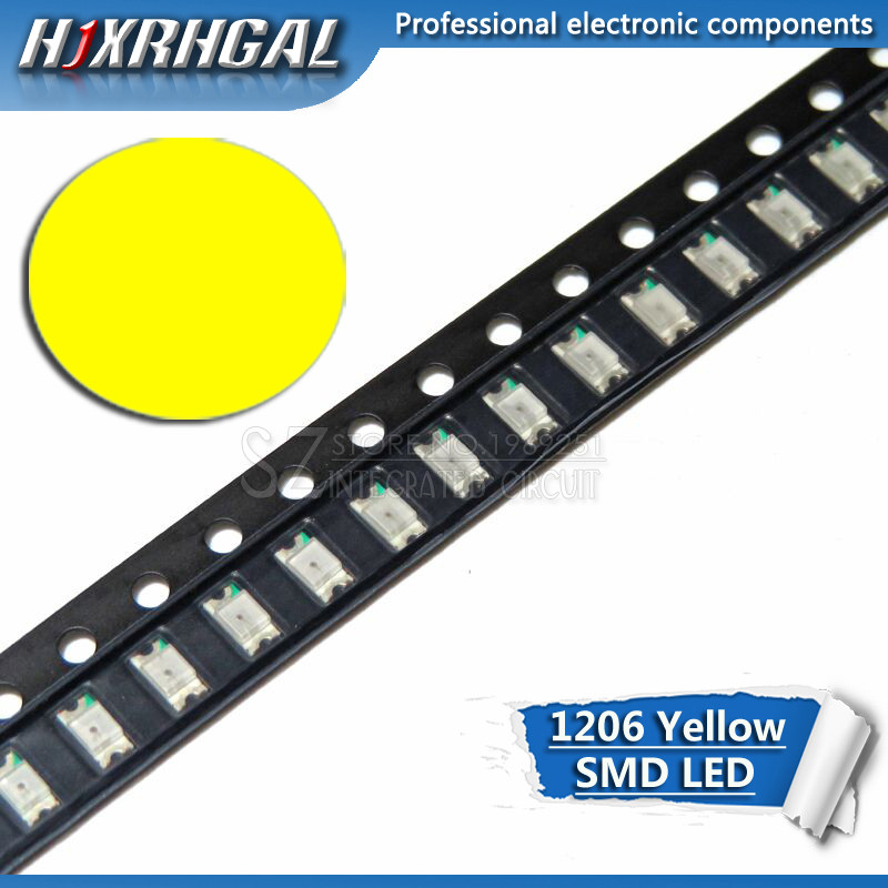 1 ชิ้นสีเหลือง 1206 SMD LED ไดโอดใหม่และต้นฉบับ hjxrhgal