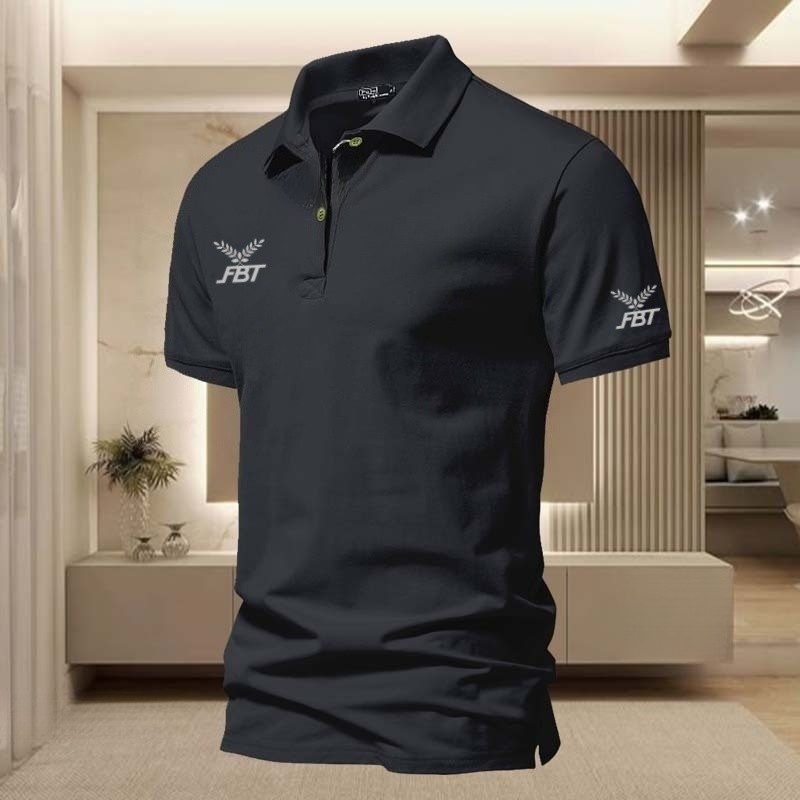เสื้อโปโลผ้าฝ้าย100% ยูนิเซ็กซ์ ลายโลโก้ FBT นุ่มสบายระบายอากาศ สไตล์กีฬาแฟชั่น เหมาะแต่งตัวประจำวัน S-3XL