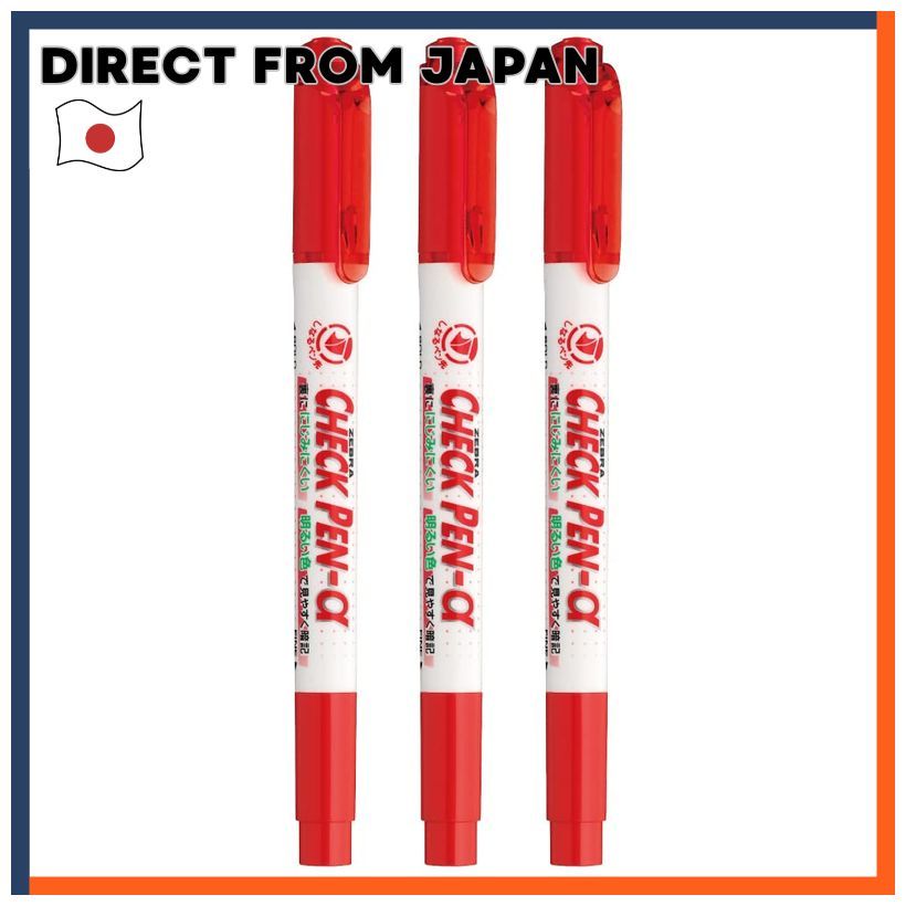 Zebra Water-Based Memorization Check Pens Alpha Red 3-Pack