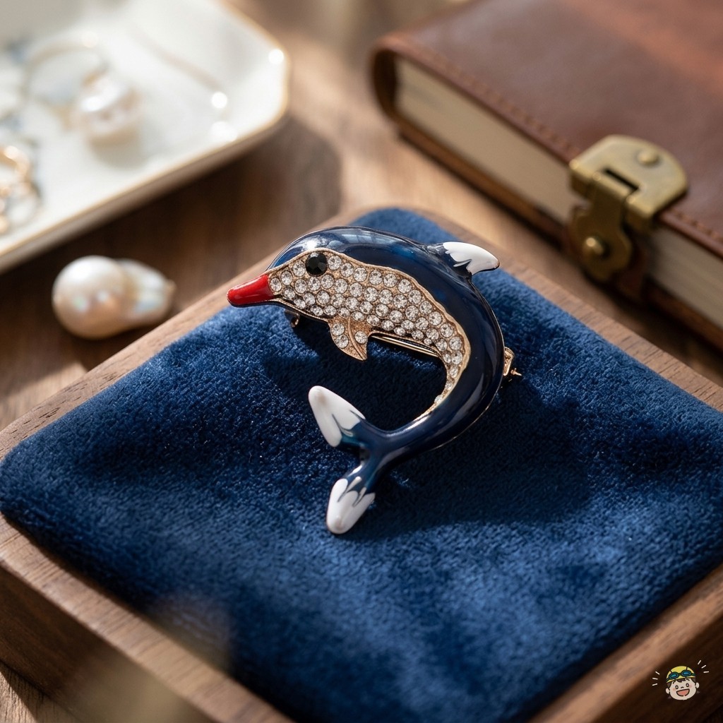 เข็มกลัด 3D Dolphins ดีไซน์หรูหราด้วย Rhinestone และ KC Gold Plated Zinc Alloy สำหรับเสื้อผ้าผู้หญิง