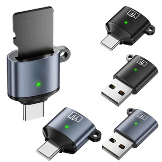 อะแดปเตอร์การ์ดหน่วยความจําแบบ USB-A to TF, USB2.0 ความเร็วสูง, อะแดปเตอร์การ์ดหน่วยความจําแบบ Mini USB-C to TF แบบพกพา, เสียบแล้วใช้งานได้เลย