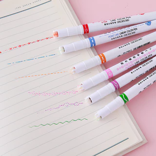 ปากกาเน้นข้อความเส้นตรงสีเรียงลำดับ🎨 ✏️ชุด6สีสดใสสำหรับBullet Journal ไดอารี่📒CXT007