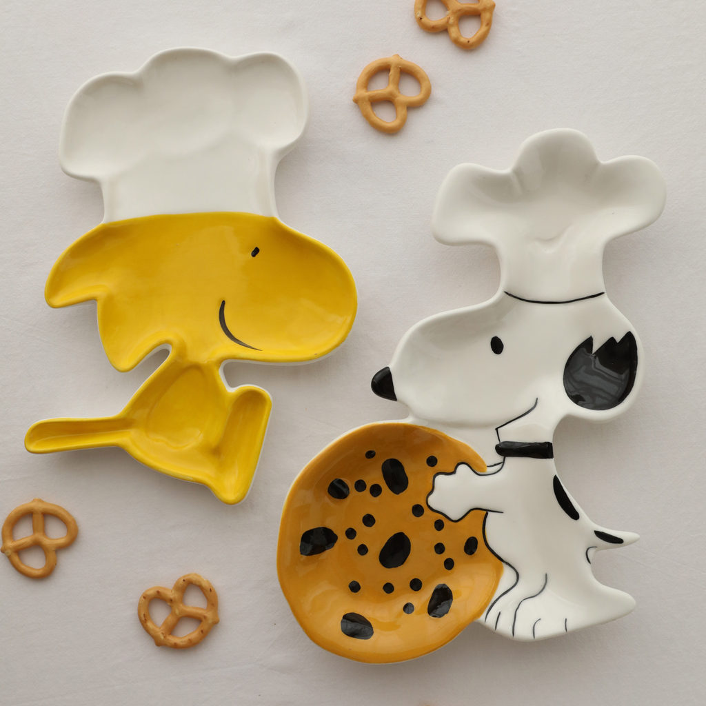 [JJ HOME] Big Chef snoopy Cute Hand-Painted snoopy Ceramic Dinner Plate Snack Plate Storage Tray