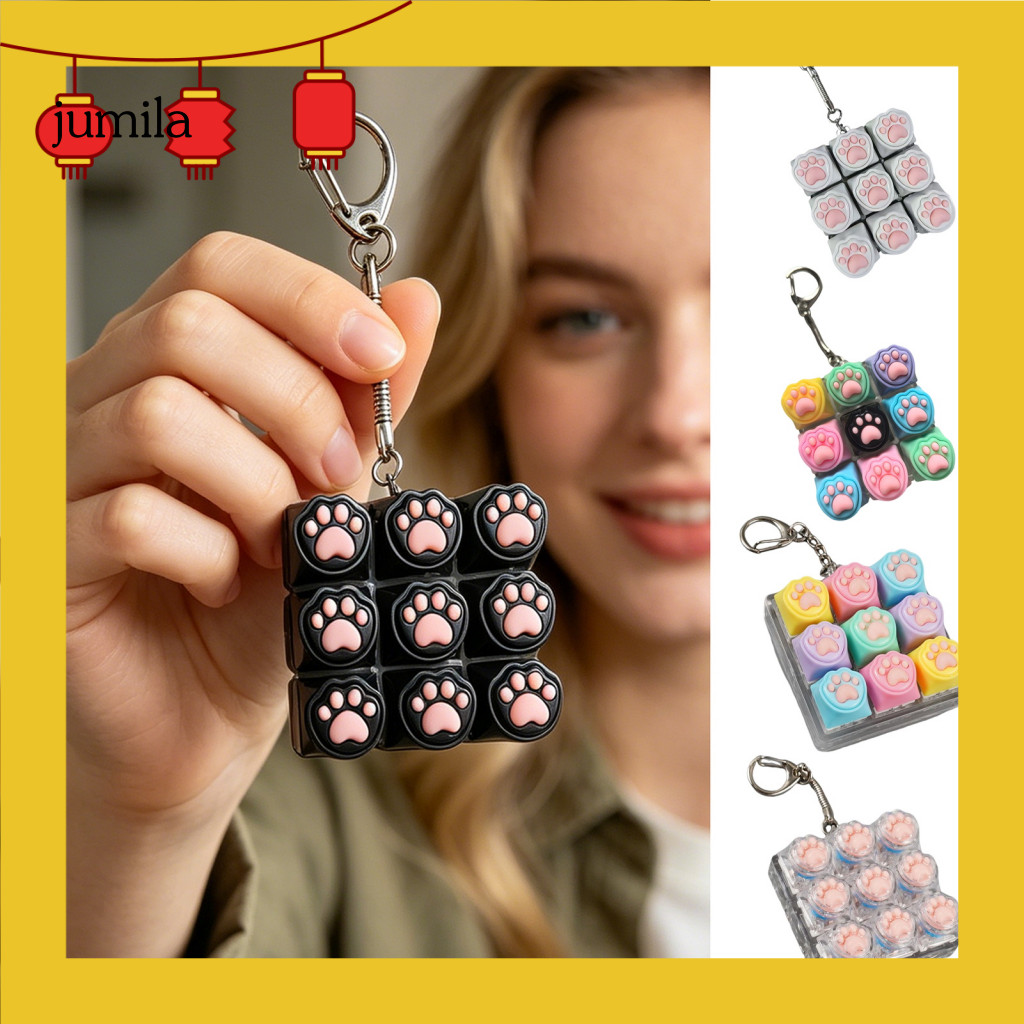 [JU] Mechanical Keyboard Toy Cat Paw Keyboard Toy Cat Paw Keyboard Fidget Toy 9-in-1 Led Light-up พว