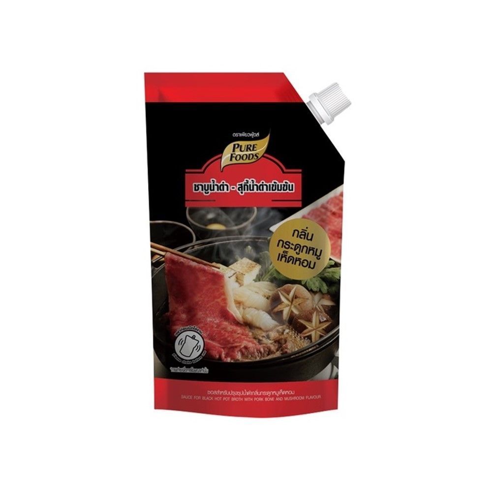 เพียวฟู้ดส์ ซอสปรุงซุปน้ำดำกระดูกหมูเห็ดหอม 500 กรัม PURE FOODS SAUCE BLACK HOT POT PORK+MUSHROOM 500 G