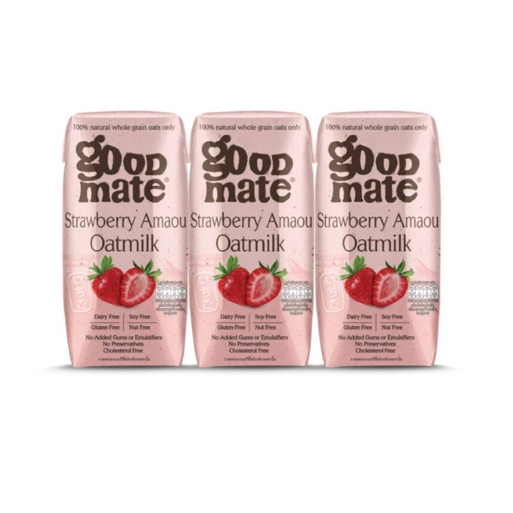 กู๊ดเมท นมข้าวโอ๊ต สตรอเบอรี่ 180 มล. X3 GOODMATE STRAWBERRY OAT MILK 180 ML. X3