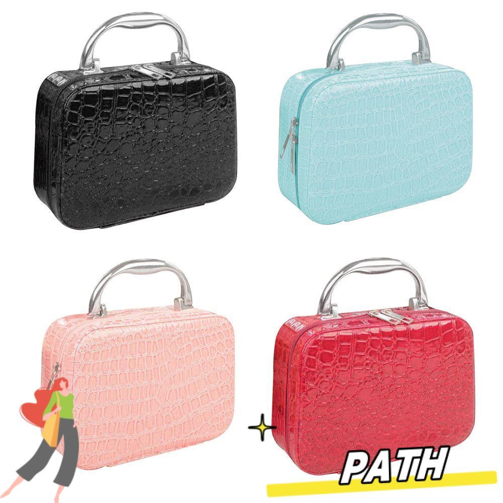 PATH เครื่องสําอางพร้อมกระจกชุดเครื่องมือแต่งหน้าความจุขนาดใหญ่อเนกประสงค์แบบพกพา