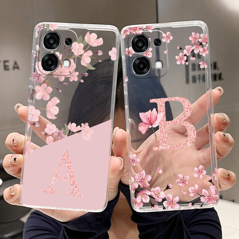 กรณีตัวอักษรสําหรับ OPPO A6 Pro 4G 5G F31 5G แฟชั่นดอกไม้ปกหลังโปร่งใสซิลิโคนนุ่ม TPU Clear พิมพ์เคสโทรศัพท์