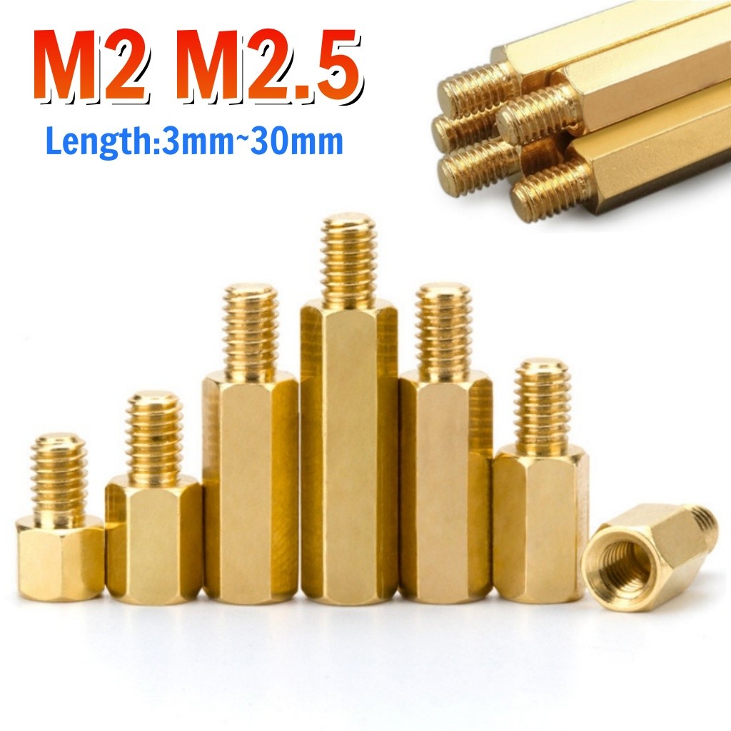 M2 M2.5 Hex หัวทองเหลือง Spacing สกรูเกลียวเสา PCB คอมพิวเตอร์ PC เมนบอร์ด Standoff Spacer