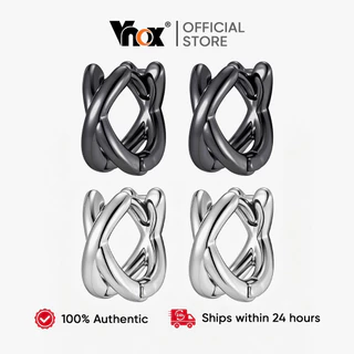 Vnox ต่างหูวงกลม ผู้ชาย ระบบคลิปปิดแบบไขว้ ทนทาน hypoallergenic สแตนเลสสำหรับคนแพ้ง่าย