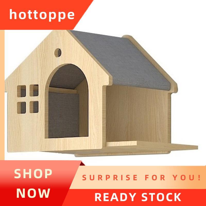 hottoppeVilla Cat Bed, Wall-Type Cat Bed, Small Solid Wood Cat Wall Shelf B