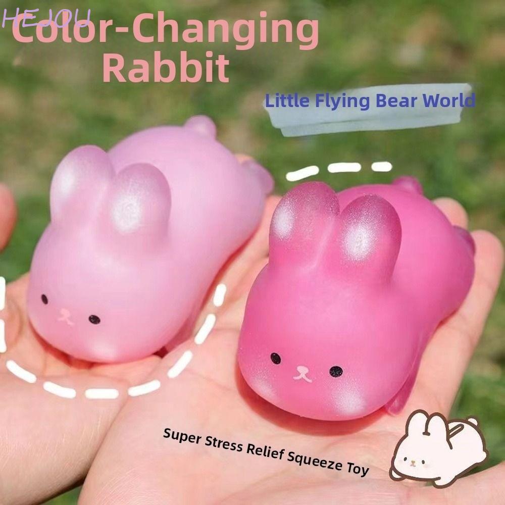 HEJOU กระต่ายหยิก Le, เปลี่ยนสีน่ารักหัวใจกระต่ายของเล่นประสาทสัมผัส, ของขวัญ Rebound Squeeze Squishy Bunny ของเล่นเปลี่ยนสี Uncompressed ของเล่น
