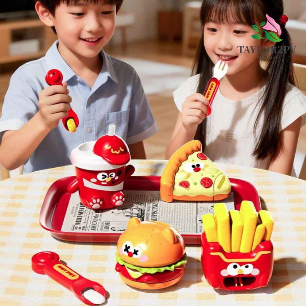 TAYLOR2PV Hamburg Pudding Set Feeding Toy, Early Education Food Feeding French Fries Pudding Toy, Cr