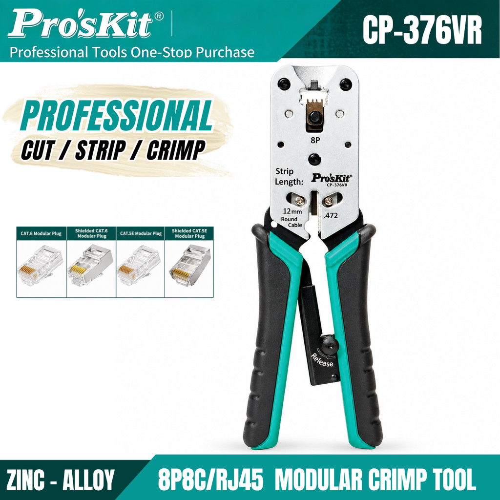 ProsKit CP-376VR Telecom Crimping TOOL Professional RJ45 8P8C Cat6 Modular Crimp TOOL (195 มม.)