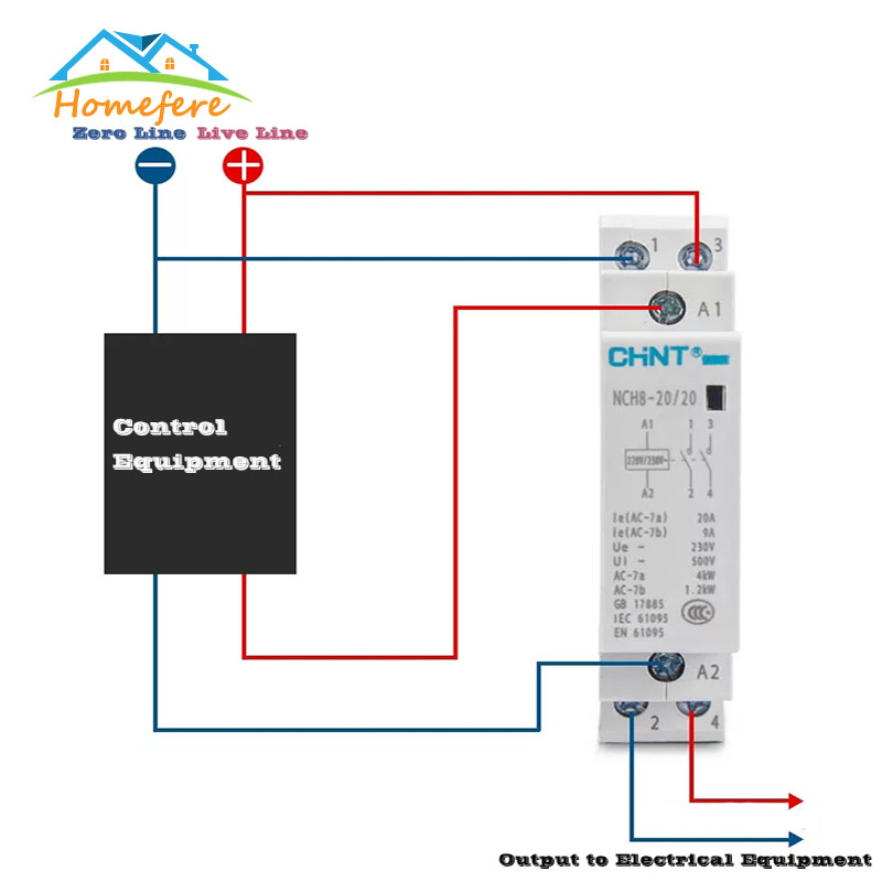 Original CHINT NCH8-20 NCH8-25 NCH8-40 NCH8-63 Din Rail ในครัวเรือน AC Modular Contactor สําหรับ 2NO 2NC 1NO 1NC 4NOCHNTCHNT