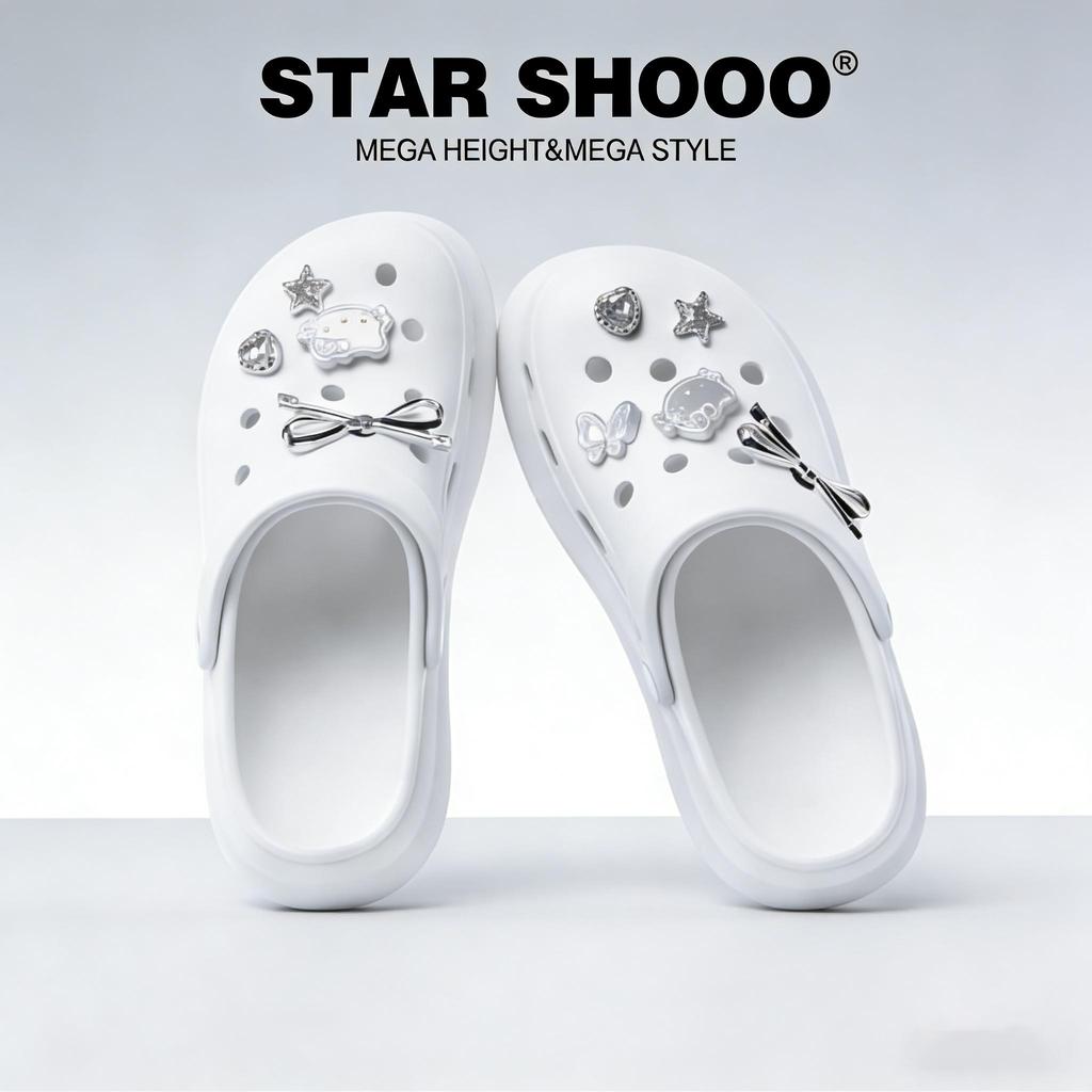 Starshoos&SANRIO พื้นรองเท้า EVA (สีเงิน KT) นุ่มและกันลื่น ช่วยให้เดินได้อย่างสบายแม้ในพื้นที่ที่ต้องชำระเงินปลายทาง