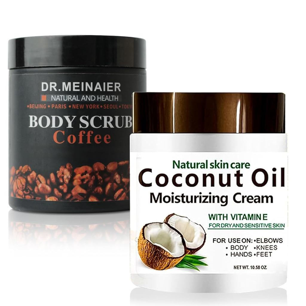 Coconut Oil Moisturizing Cream และ Arabica Coffee Scrub Set-Nourishing and Exfoliating Coconut Facia