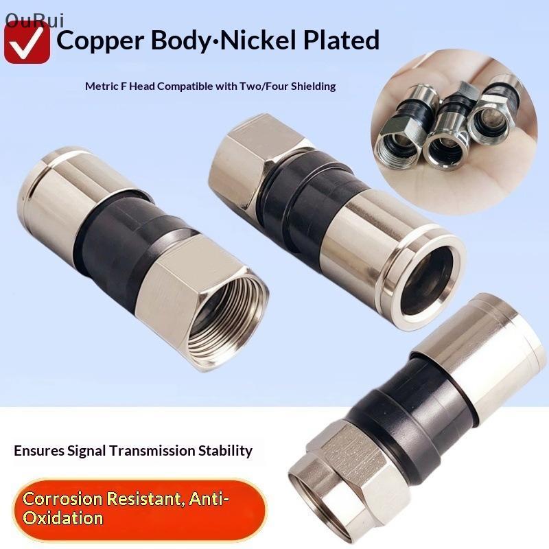 [B&C] 5/10/20 ชิ้นกันน้ําเสาอากาศตรงอะแดปเตอร์สาย RG6 F-Type Coaxial Compression Connectors สําหรับ Satellite & Cable TV {th}
