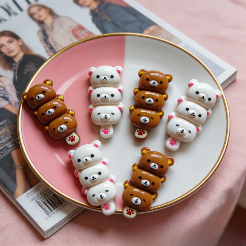 10PCS Stripe Bear เรซิ่น Charms สําหรับ DIY (1-216)