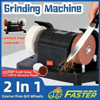 2 In 1 Electric Knife Sharpener Coarse/Fine Wheel Sharpening Mini Electric Bench Grinder Machine