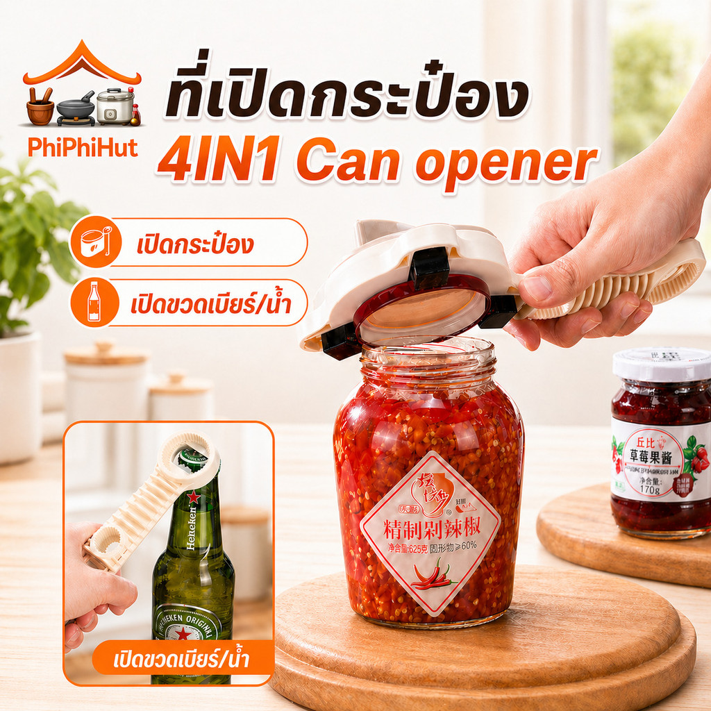 PPH ที่เปิดกระป๋อง 4IN1 Can opener ที่เปิดกระป๋องอเนกประสงค์ ที่เปิดขวดเบียร์ ปรับได้ที่เปิดฝาเกลียว