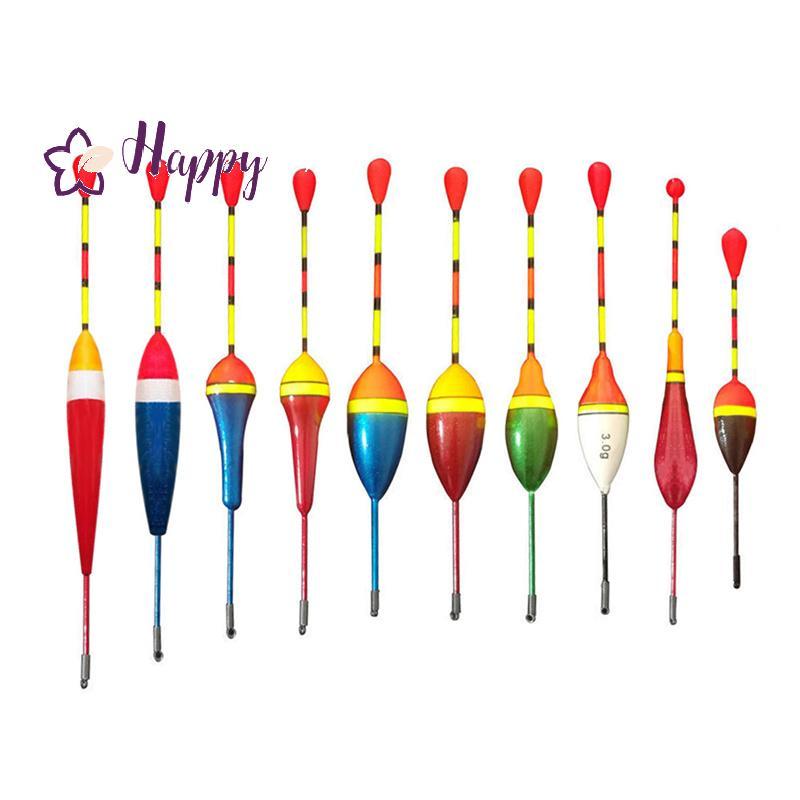 <Happybay> 10 ชิ้น/ล็อตตกปลาลอยชุดทุ่น Bobber ตกปลา Sti ลอย Fluctuate ผสมสี Flotador สําหรับปลาอุปกรณ์เสริมลดราคา