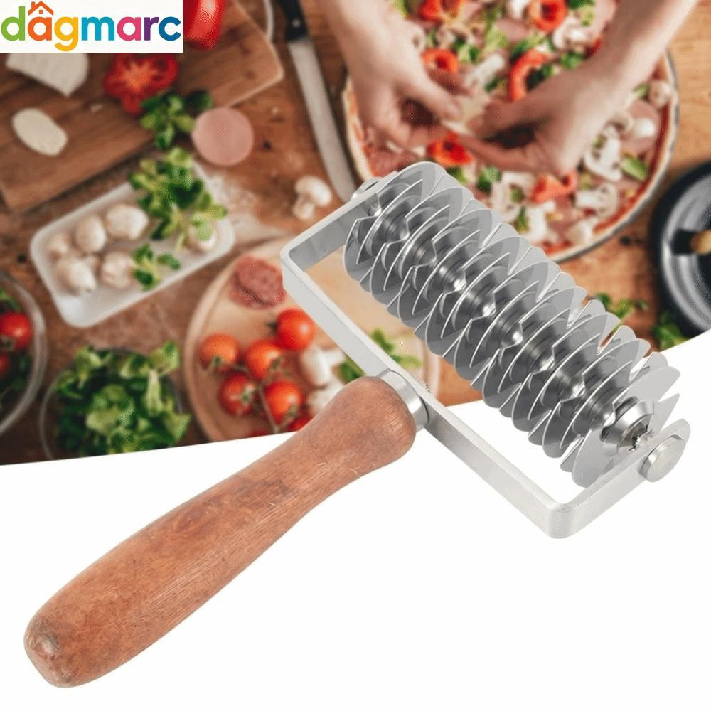DAGMARC Lattice Pastry Cutter, สแตนเลสไม้ Handle Pastry Lattice Roller Cutter, Reusable Time-Saver N