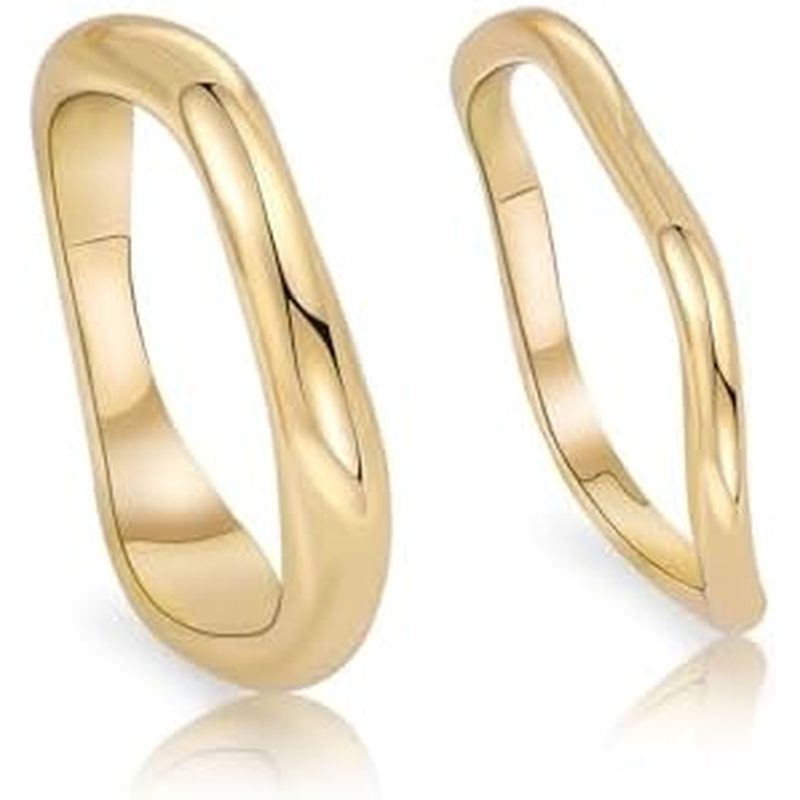 Rings for Women,Dainty Ring Set 14K Gold Plated Thumb Rings Non Tarnish Chunky Size 6-10 Gold Jewelr
