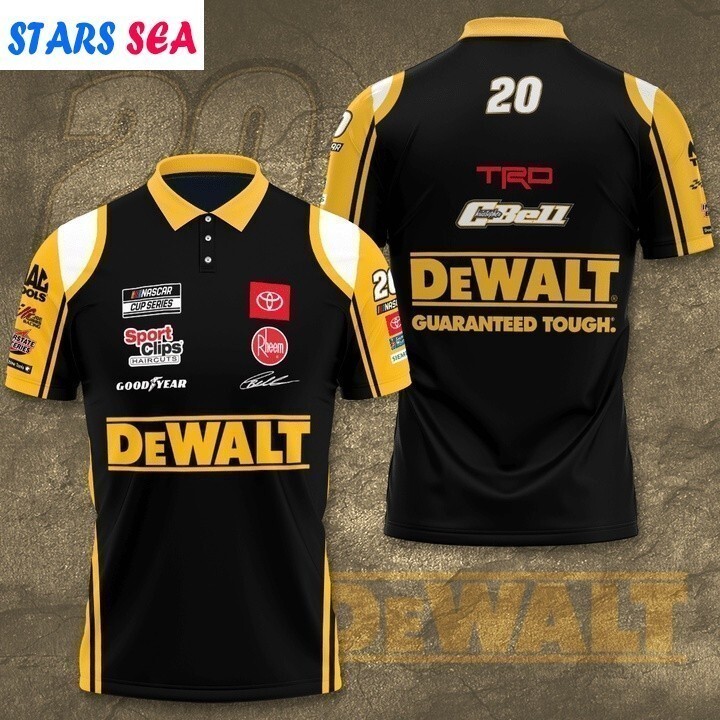 เสื้อโปโล Dewalt F1 สีดําเหลือง พิมพ์ลาย 3D