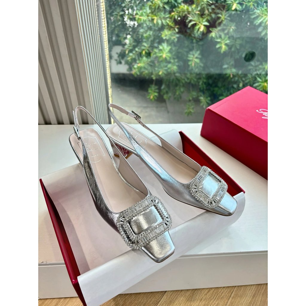 2025.7.8-4.5 ซม. Heel Roger vivier RV Diamond Buckle Shoes/รองเท้าส้นสูง