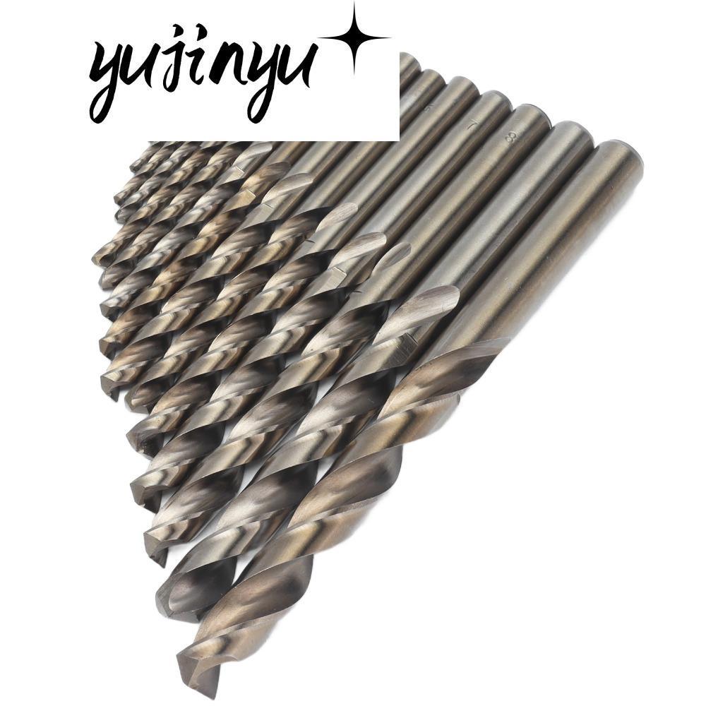 YUJINYU 15 ชิ้นชุดดอกสว่านโคบอลต์, HSS Straight Shank M35 HSS เจาะชุด, 1.5-10 มิลลิเมตรขนาดช่วง Jobb