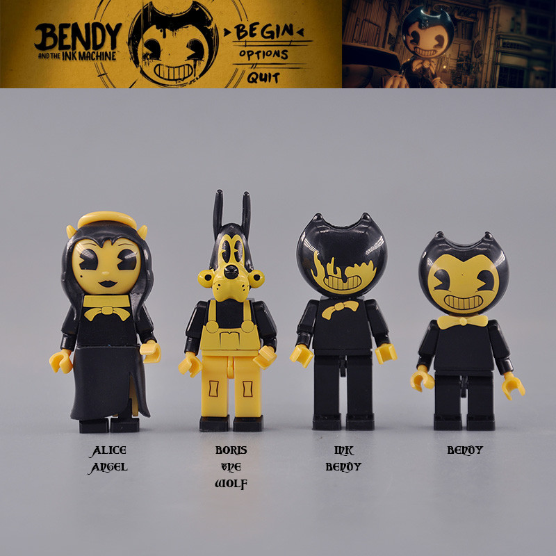 อเมริกันของแท้สินค้าจํานวนมาก Bendy และเครื่องหมึก Building Block ฉากอุปกรณ์เสริม Bendy ตุ๊กตารูปเคร