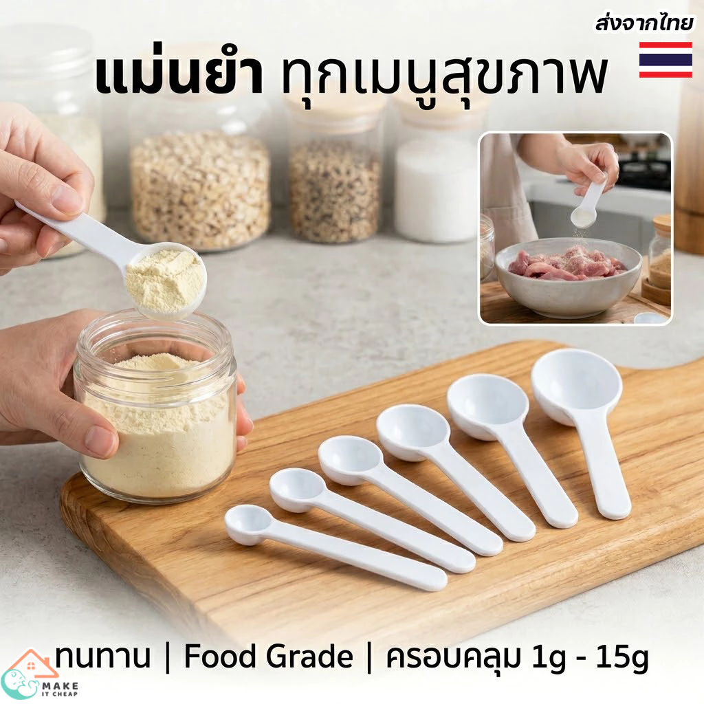ช้อนตวงอเนกประสงค์ พลาสติก Food Grade ขนาด 1-15 กรัม