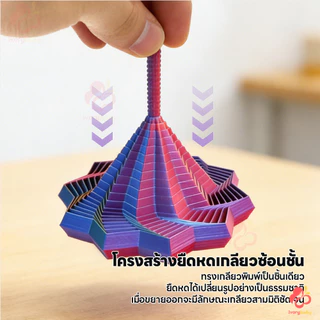 IVORYBABY ของเล่นหกเหลี่ยมพร้อมที่จับ หอคอยหัวไชเท้า แบบยืดหดได้ หอคอยเกลียว ของเล่นสุดเจ๋ง ของเล่นคลายเครียด