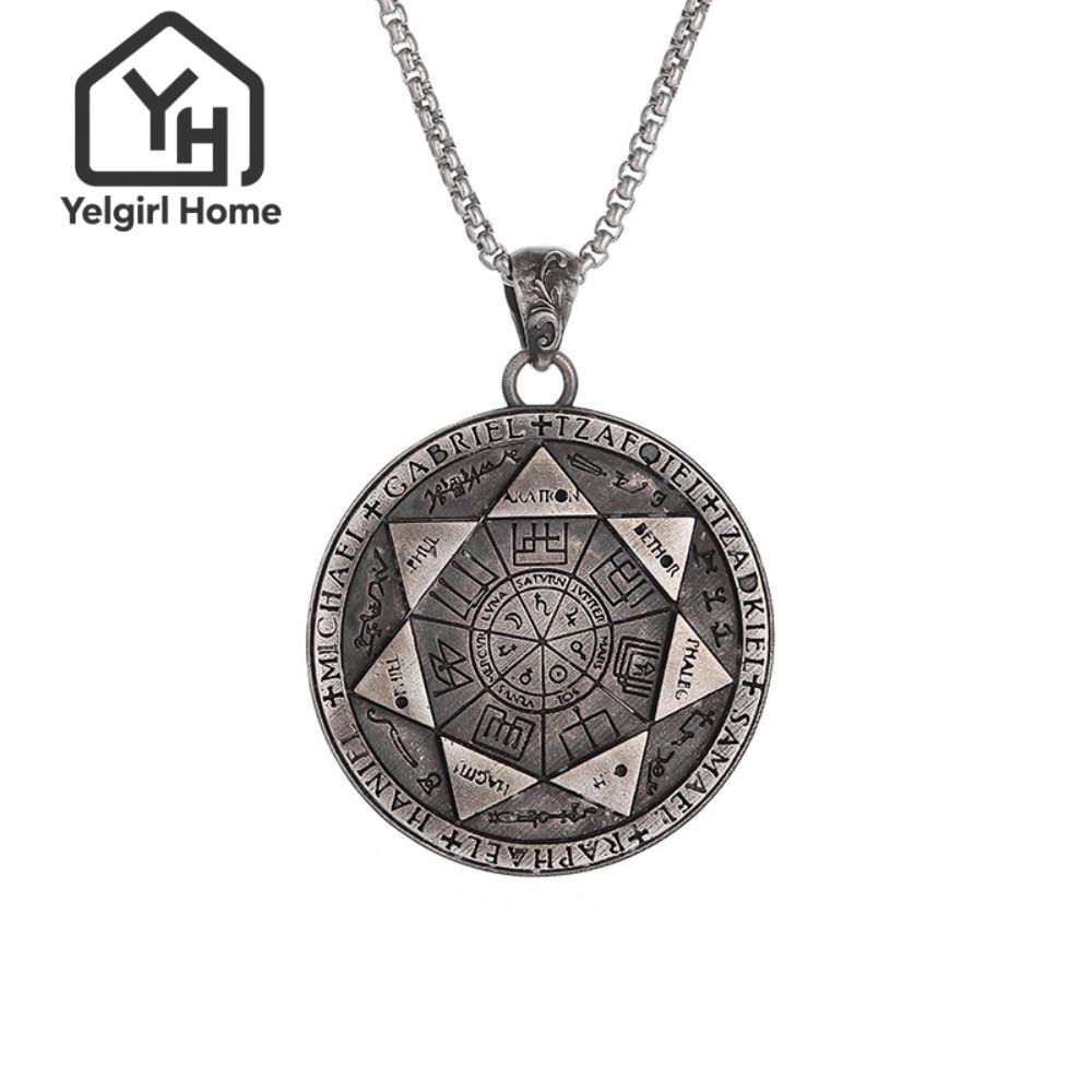 YELGIRLB 7 Archangels Seal จี้,สแตนเลส Hip Hop เครื่องประดับ Solomon Amulet สร้อยคอ, Cculting Amulet