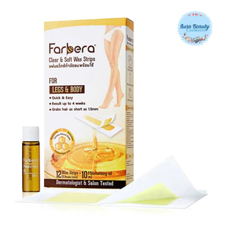 (12แผ่น/กล่อง) Farbera Clear & Soft Wax Strips For Legs & Body แผ่นแว็กซ์กำจัดขน สูตรน้ำผึ้ง ใช้ง่าย ผิวดูเรียบเนียน