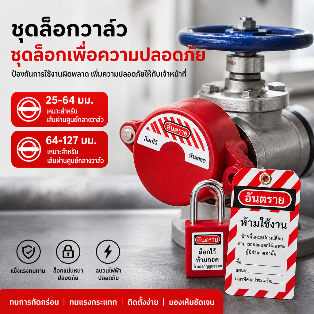 （24 ชั่วโมงจัดส่งสินค้า）วาล์วล็อคถังแก๊ส ฝาล็อคมิเตอร์น้ำ ขนาด 25-64 มิล วิศวกรรมพลาสติก ABS ทนทาน วาล์วล็อคขวด