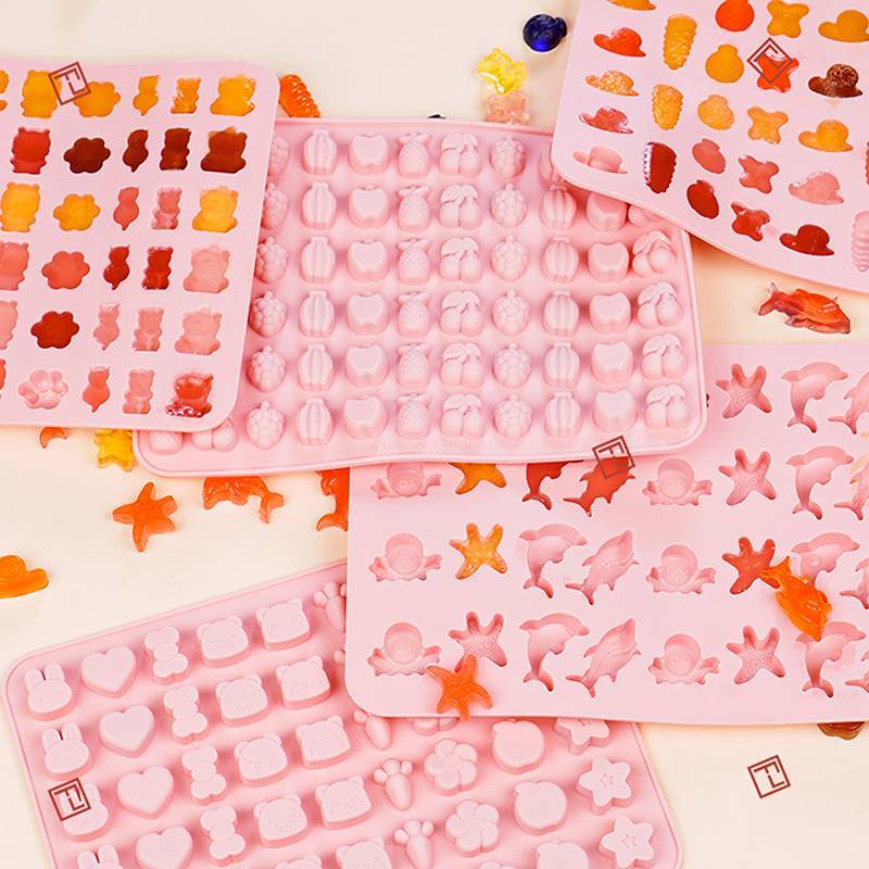 Onetiminggreat ผสมผลไม้สัตว์ซิลิโคนช็อกโกแลตแม่พิมพ์กระต่ายปลา Fudge Candy Jelly Mould เรขาคณิตหัวใจเค้กตกแต่งเบเกอรี่ถาดน้ําแข็งของขวัญ OTA