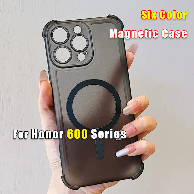 Magnetic Matte Clearปลอกเข้ากันได้สําหรับHonor 600 Pro Honor600Pro 5Gโปร่งใสTPUเคสโทรศัพท์กันกระแทกปลอกป้องกันAnti-fall Softปกหลัง