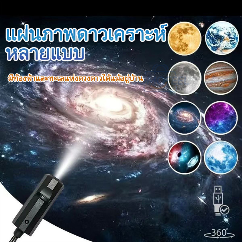 ไฟกลางคืน Planet Projection Lamp โคมไฟโปรเจคเตอร์ดวงจันทร์ USB หมุนได้360องศา น่ารัก