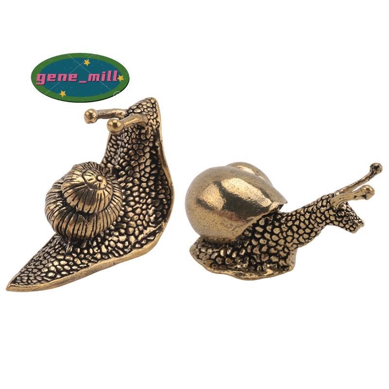 2 ชิ้น Snail Decor กลางแจ้ง Pond Garden Snail Figurine ทองเหลือง Snail ตกแต่งผลความหมายของ Snail Wal