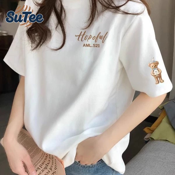 🌷Su.Tee🌷 เสื้อแฟชั่น เสื้อยืด oversize ผ้าฝ้าย100% ลาย "Hopetul bear” แนวสตรีท ไม่ต้องรีดผ้า สวมใส่สบาย ผ้านิ่ม