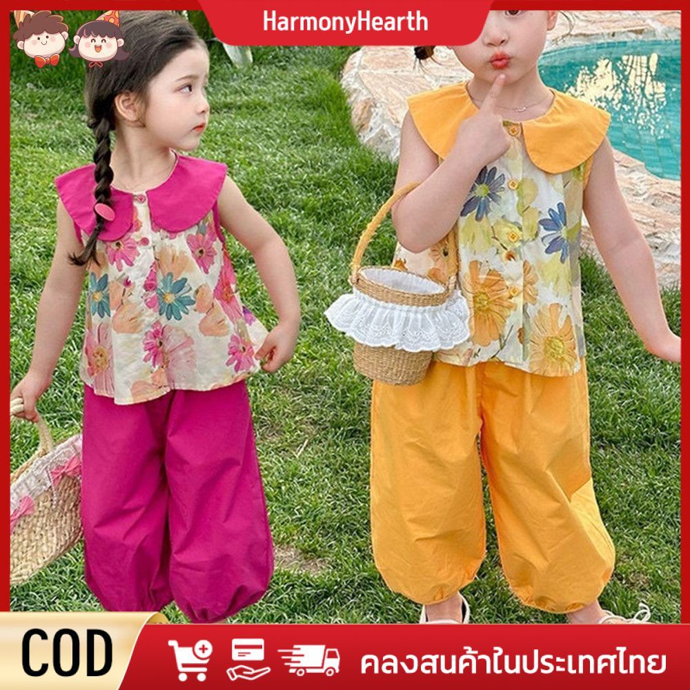 [cod] 0 1 2 3 4 5 6 7 8 Years Old Summer Kids| Sleeveless Top Pant Set Blouse Girl Kids Vest Sando K