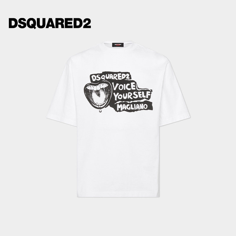 DSQUARED2 Magliano Collection Mens Daily Fashion Pattern Print Soft Premium 200GSM Cotton T-shirt Ba
