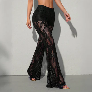 Sexy pants ขาม้าซีทรูผ้าลูกไม้ยืดมีซับขาสั้น PR